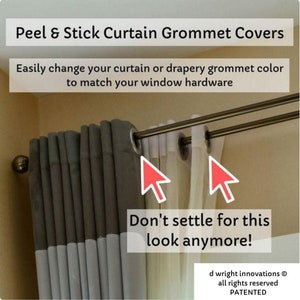 Peel & Stick Curtain/Drapery Grommet Covers - Easily Change the Color of Your Curtain Panel Grommets to Match Your Curtain Rod - Set of 16