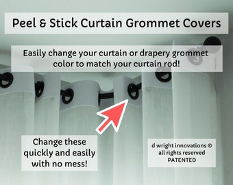 Peel & Stick Curtain/Drapery Grommet Covers - Easily Change the Color of Your Curtain Panel Grommets to Match Your Curtain Rod - Set of 16