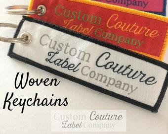 Custom Woven Keychains - Woven Key Rings - Woven Key Chains - Woven Key Fobs - Custom Key Chains - Use Your Own Artwork - Up to 8 Colors