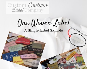 ONE  Woven Label Up to 2" x up to 4" - Your own artwork - Up to 10 Colors - A USA Company - Single Woven Label Sample