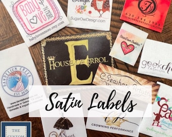 Custom Printed Satin Labels - Sew On, Iron On, Self Adhesive - Made in USA Company