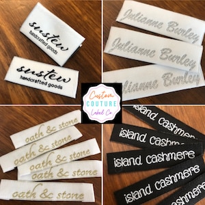 100 IRON ON Woven Labels - Woven Clothing Labels - Sewing Tags - Text Only