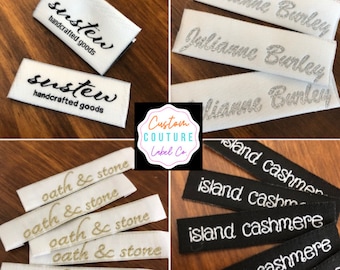 600 IRON ON Woven Labels - Woven Clothing Labels - Sewing Tags - Text Only