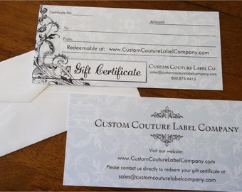 Gift Certificate to Custom Couture Label Company