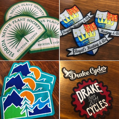 Shops Custom Patches - 100 - SEW ON - Your own artwork - Up to 10 Colors - made in USA