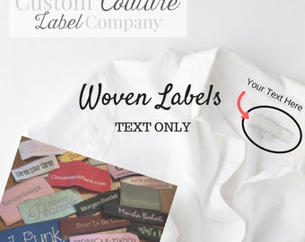 200  Custom Woven Labels - Fashion Brand Labels - Sewing Tags - Woven Clothing Labels - TEXT ONLY