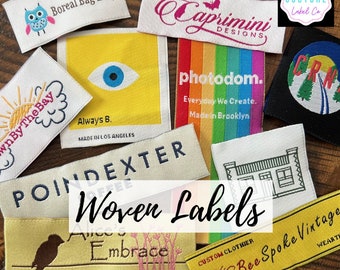 Custom Woven Labels - Fashion Brand Labels - Woven Clothing Labels - Damask Labels - USING YOUR ARTWORK - Up to 8 Colors - Made in the U S A