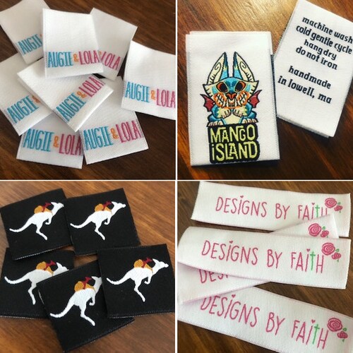 100 IRON ON Woven Labels - Woven Clothing Labels - Your Own Artwork - Up to 8 Colors shops - Made in the Usa