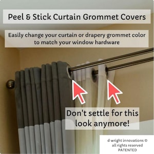 Peel & Stick Curtain/Drapery Grommet Covers Easily Change the Color of Your Curtain Panel Grommets to Match Your Curtain Rod Set of 16 image 5