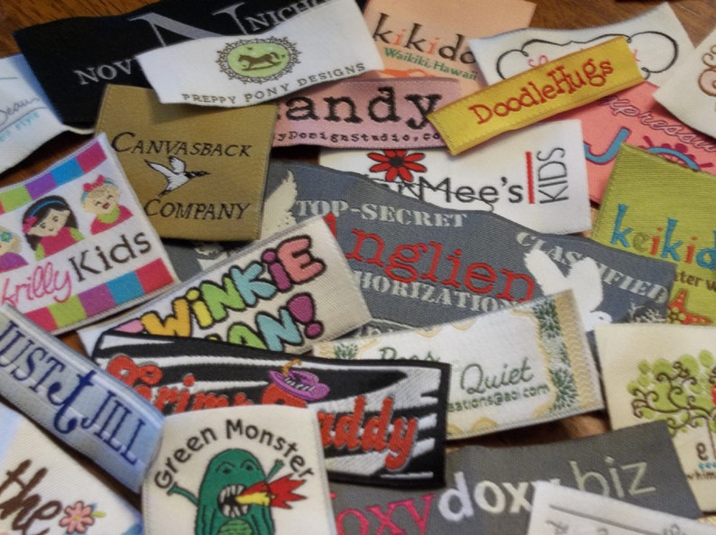 Up to 8 Colors 200 SELF ADHESIVE Woven Labels Use Your Own Artwork Made in the Usa