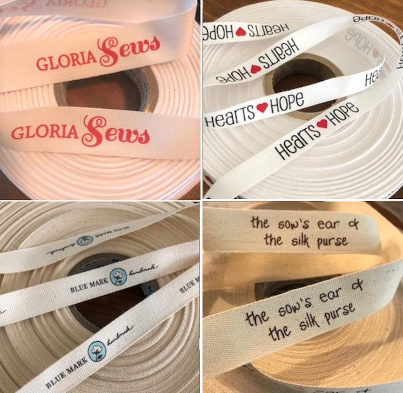 One or Two color imprint 30 or 50 yards White or Natural COTTON RibbonTwill Tape by the yard