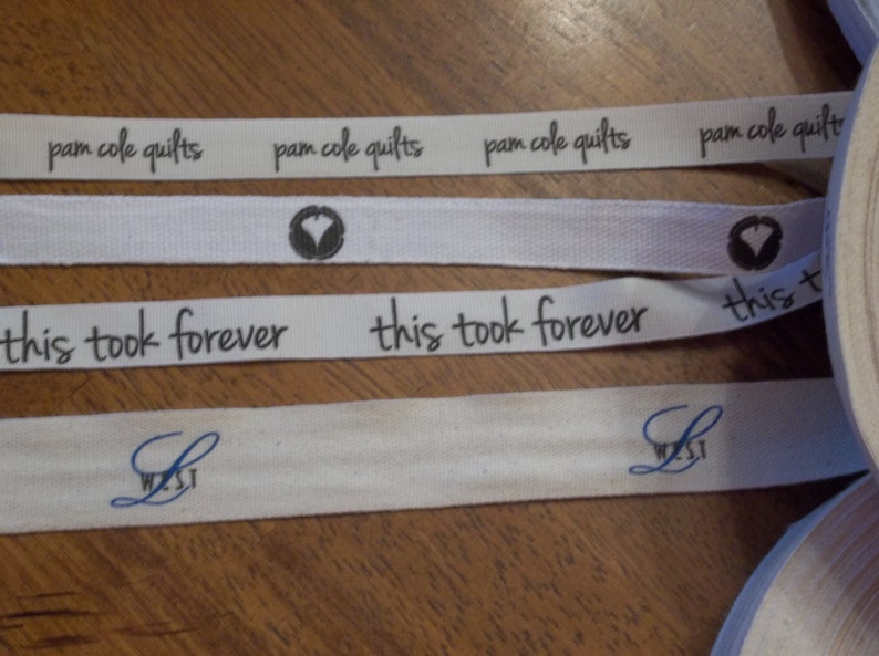 One or Two color imprint 30 or 50 yards White or Natural COTTON RibbonTwill Tape by the yard