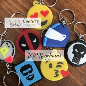 100 Custom PVC KEYCHAINS - Rubber Keychains - Key Rings - Key Fobs - up to 4 colors - up to 3&quot;x3&quot; - Made in USA
