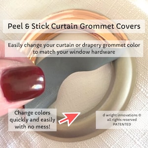 Peel & Stick Curtain/Drapery Grommet Covers Easily Change the Color of Your Curtain Panel Grommets to Match Your Curtain Rod Set of 16 image 1