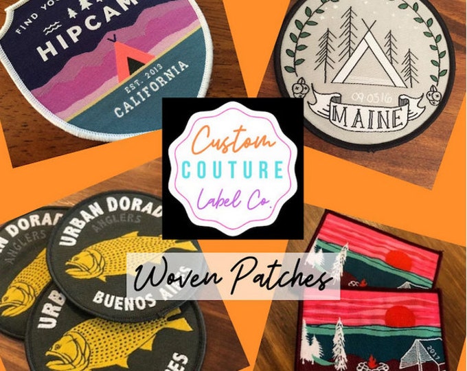 Featured listing image: Custom Patches - Woven Patches - Sew On Patches - Iron On Patches - Hook and Loop Patches - Velcro Brand Backed Patches - A USA Company