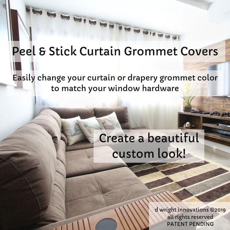 Peel /& Stick CurtainDrapery Grommet Covers Set of 16 Easily Change the Color of Your Curtain Panel Grommets to Match Your Curtain Rod