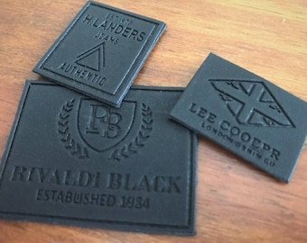 100 Leather Labels - Sew on or Iron On - Brown or Black Leather Patches - Made in USA Company