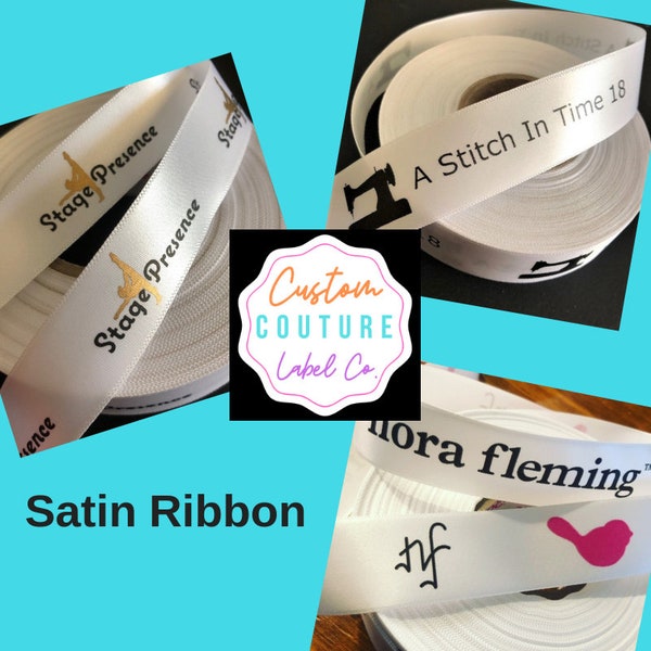 Custom Printed Satin Ribbon - Personalized Satin Ribbon - Screenprinted - Two Color Maximum - 30 or 50 yards