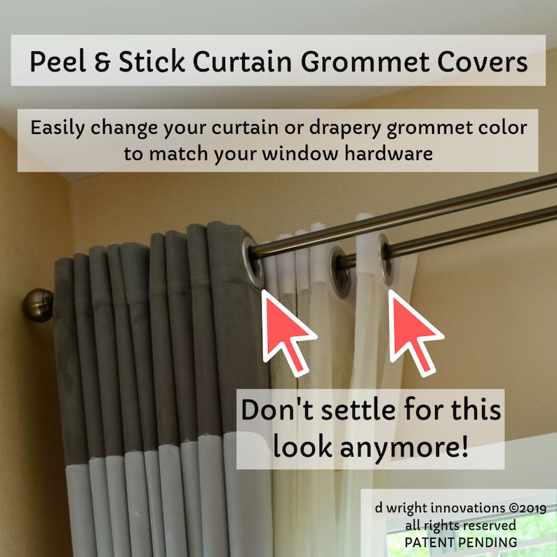 Peel /& Stick CurtainDrapery Grommet Covers Set of 16 Easily Change the Color of Your Curtain Panel Grommets to Match Your Curtain Rod