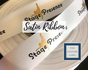 Custom Printed Satin Ribbon - Woven Edge - Screenprinted - Two Color Maximum - A Made in USA Company