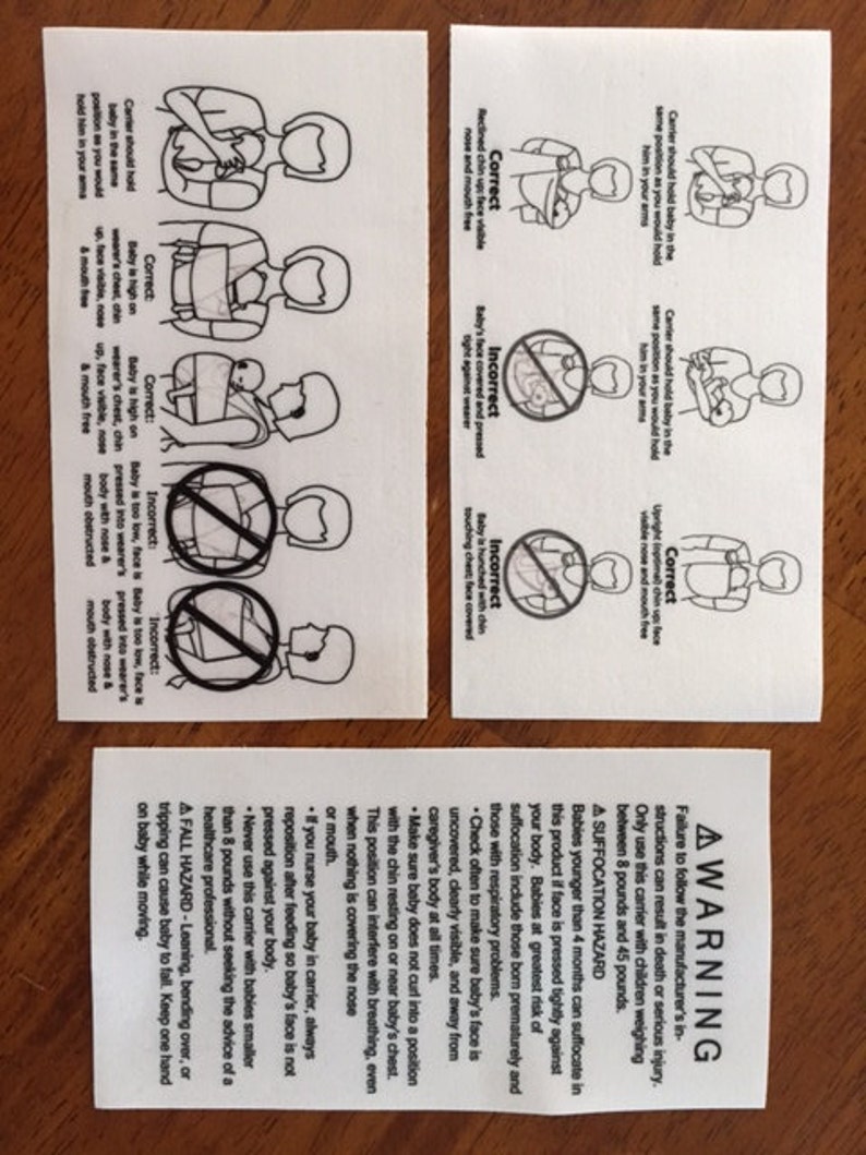 100 4 X 5 ASTM Sling Warning Labels Soft Infant - Etsy