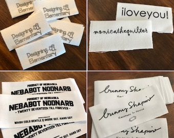 5000 Cotton Labels-1.5" or 2" width - White or Natural Cotton Twill Printed Clothing Labels -  Sewing Tags - ONE Color Imprint - Made in USA
