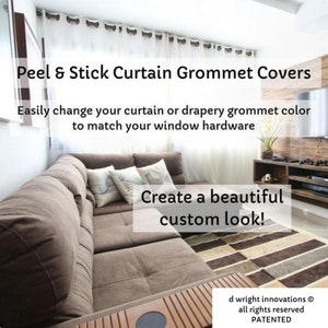 Peel & Stick Curtain/Drapery Grommet Covers Easily Change the Color of Your Curtain Panel Grommets to Match Your Curtain Rod Set of 16 immagine 6