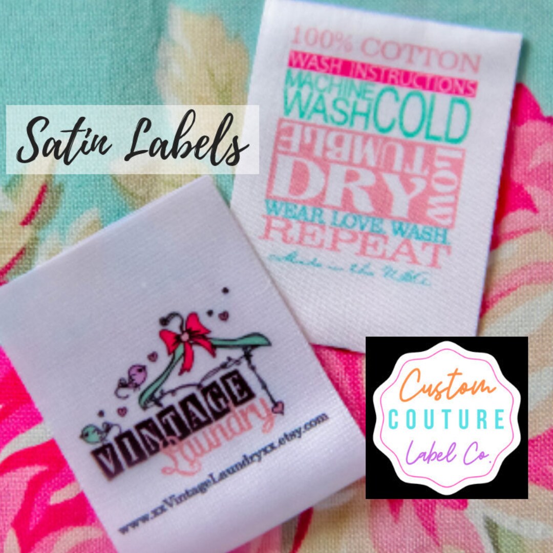Custom Satin Labels Your Choice of Sew on Labels Iron on Labels Self