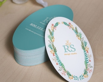 250 Custom Printed 2"x3.5" Oval Hang Tags  - Great High End Quality - Professionally Printed - Super Thick 14pt Cardstock