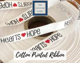 Custom Printed Cotton Ribbon - White or Natural Color - A Made in USA Company