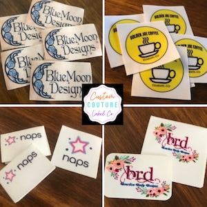 100 Printed Clothing Labels - SEW ON - Sewing Tags - Unlimited Colors - No Fray and No Fade - FREE Die Cutting