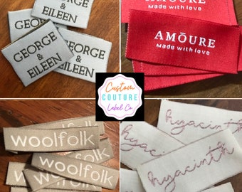 200  Custom Woven Labels - Fashion Brand Labels - Sewing Tags - Woven Clothing Labels - TEXT ONLY