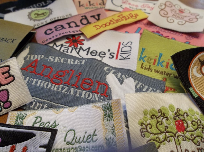 Up to 8 Colors 200 SELF ADHESIVE Woven Labels Use Your Own Artwork Made in the Usa