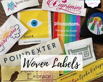 Custom Woven Labels - Fashion Brand Labels - Woven Clothing Labels - Damask Labels - USING YOUR ARTWORK - Up to 8 Colors - Made in the U S A