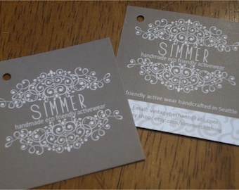 250 Custom Printed 2" Square Hangtags  - Great High End Quality - Professionally Printed - Super Thick 14pt Cardstock