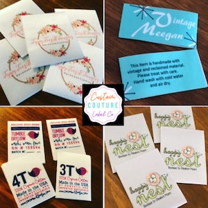 50 Etiketten für Satinbänder - Nähen Tags - Sublimierte Etiketten - UNBEGRENZTE FARBEN - Eine Firma aus den USA