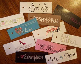 100 Custom Printed Thin Hang Tags - 1 x 2.75 inches - Great High End Quality - Professionally Printed - Super Thick 15pt Cardstock