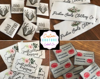 100  IRON ON Woven Labels -  Up to 8 Colors - Sewing Tags - Custom Labels - Use Your Own Artwork