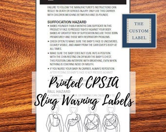 ASTM Sling Warning Labels- Soft Infant Carrier Labeling- Fall And Suffocation Tags - CPSIA Labels
