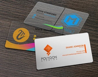 Customized Plastic Business Cards or Hangtags - Clear - Frosted or White Plastic - Thick 20pt Waterproof Cards