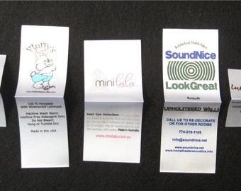 Custom Printed WHITE Satin Labels - Smooth Satin Clothing Labels - Woven Edge Satin Sewing Tags - 100 - SCREENPRINTED - Up to 4 Colors