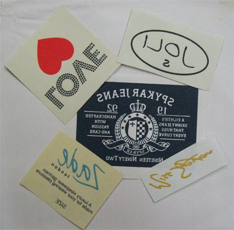 Use On Any Color Fabric 250 Iron On Clothing Labels TWO Color Imprint TAGLESS Iron On Heat Transfer Labels
