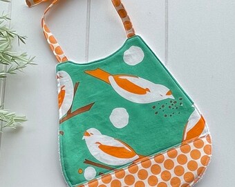 Bird Birdseed Polka Dot Unisex Baby Bib Aqua Orange Bird Drool Bib