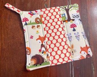 Woodland Hedgehog Mushroom Fox Acorn Patchwork Pot Holder Hot Pad