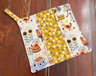 Chicken Sunflower Farm Floral Patchwork Pot Holder Hot Pad