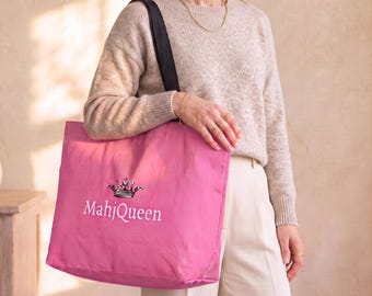 Mah Jongg Tote Bag | MahjQueen Weekender Bag | Mahjong Gift for Her | MahJongg Large Travel Tote