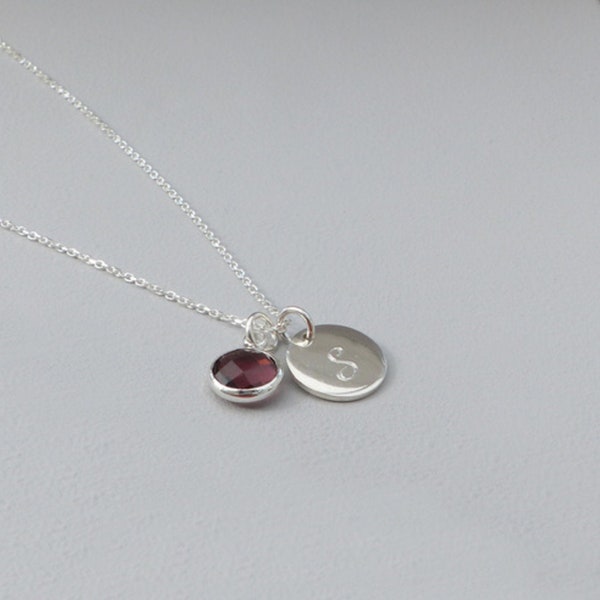 Sterling Silver Personalised Birthstone Necklace - Personalised Jewellery, Birthstone Jewellery, Custom Birthstone Necklace, Crystal Charm