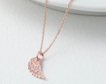 Rose Gold Angel Wing Necklace - Dainty Angel Wing Necklace, Gift for Her, Friendship Necklace, Memorial Necklace, Gift for Mum
