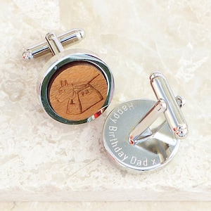 Personalised Wooden &#39;K9 Robot Dog Cufflinks - Father of the Bride Cufflinks, Wedding Party Favor, Wooden Wedding Cufflinks, Grooms Gift