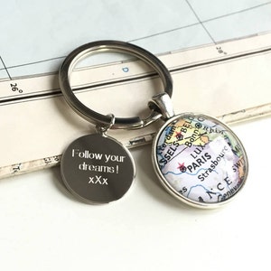 Personalisierte Standort Kreis Karte Schlüsselanhänger - Weltkarte Schlüsselanhänger, Reise Schlüsselbund, Reisende, Groomsman Geschenk, Schlüsselanhänger mit benutzerdefinierter Karte, Geschenke für ihn